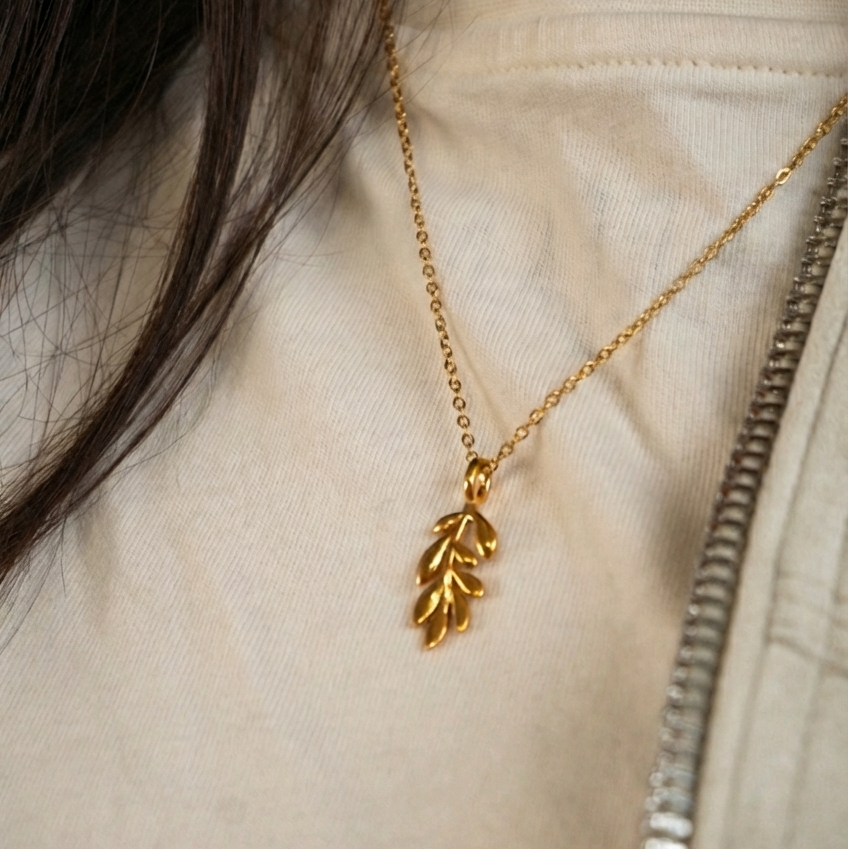 Olive leaf necklace